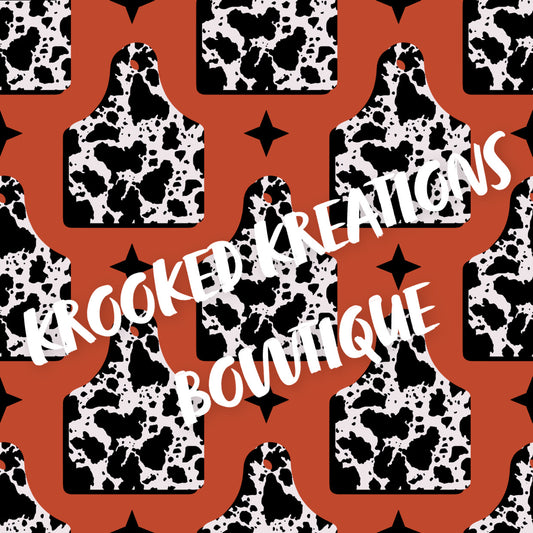 Orange & black cow tag